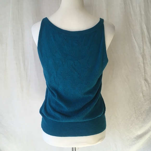 Dana Buchman Rayon Nylon Knit Sleeveless Tank Sz Large Teal Minimal Boho Office - Picture 9 of 12